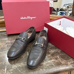 Salvatore Ferragamo Men's Dark Brown Leather Loafers